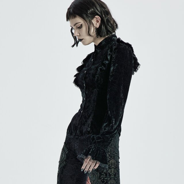 PUNK RAVE Velvet Ruffle Blouse Beautiful Nightmare