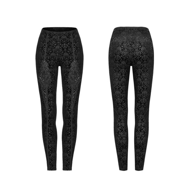 PUNK RAVE Samt-Leggings Blood Angel mit Spitzenapplikation und Perlen M
