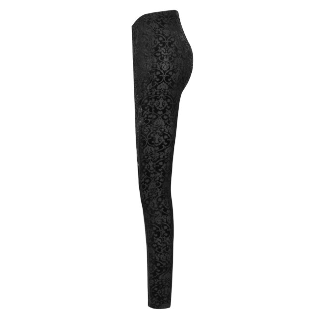 PUNK RAVE Samt-Leggings Blood Angel mit Spitzenapplikation und Perlen M