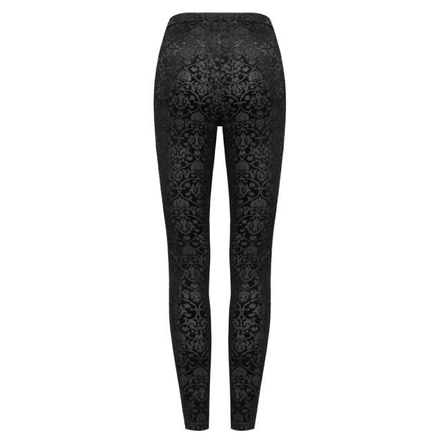 PUNK RAVE Samt-Leggings Blood Angel mit Spitzenapplikation und Perlen M