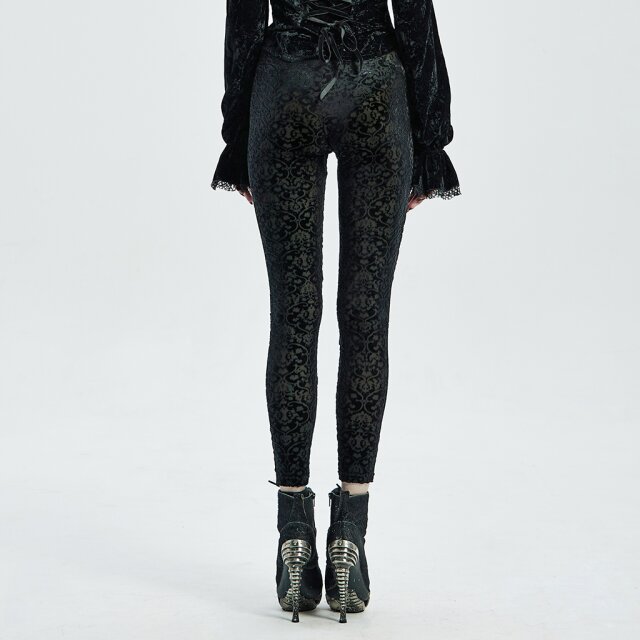 PUNK RAVE Velvet leggings Blood Angel with lace appliqué and beads