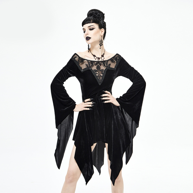 Off-shoulder Velvet Dress Ravena with Tapered Skirt