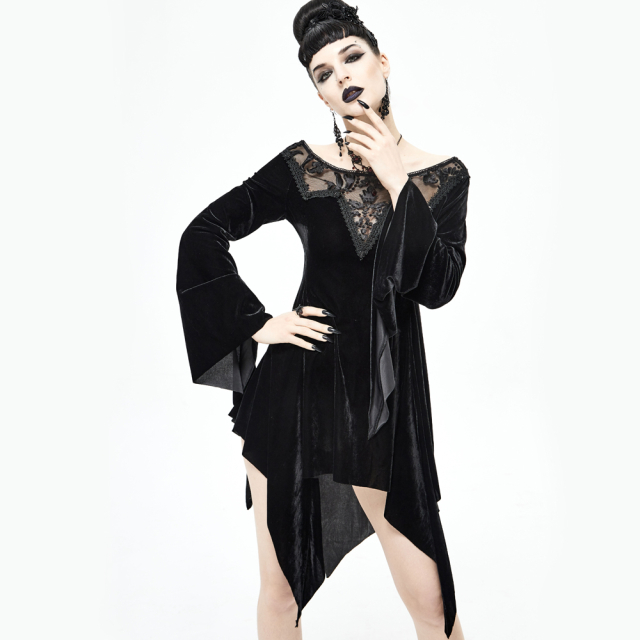 Off-shoulder Velvet Dress Ravena with Tapered Skirt