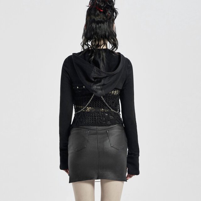 PUNK RAVE Ledermini Rotten Soul mit Jerseyfetzen M