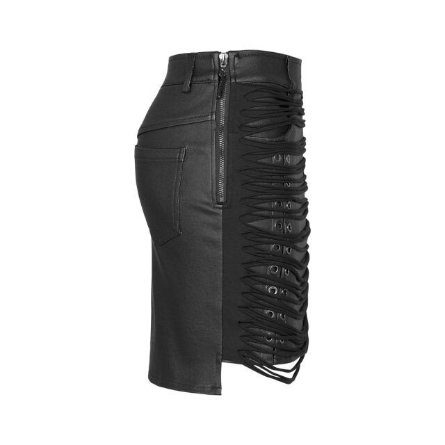 PUNK RAVE Ledermini Rotten Soul mit Jerseyfetzen M