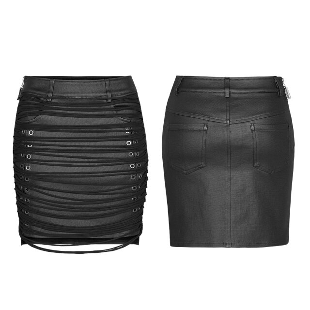PUNK RAVE Ledermini Rotten Soul mit Jerseyfetzen M