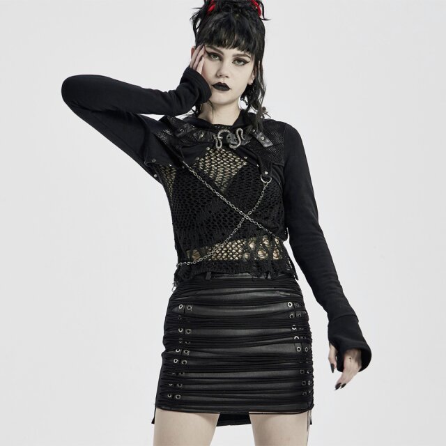 PUNK RAVE Ledermini Rotten Soul mit Jerseyfetzen M