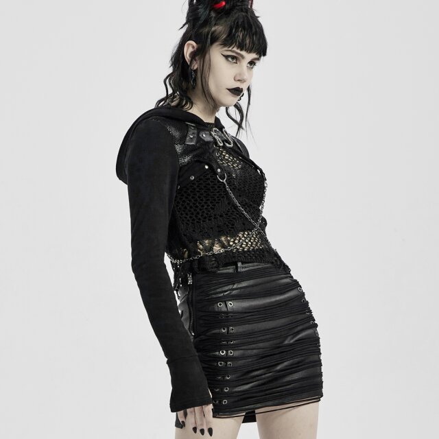 PUNK RAVE Ledermini Rotten Soul mit Jerseyfetzen M