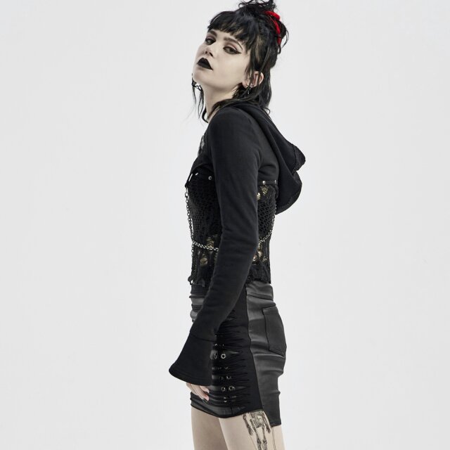 PUNK RAVE Ledermini Rotten Soul mit Jerseyfetzen M