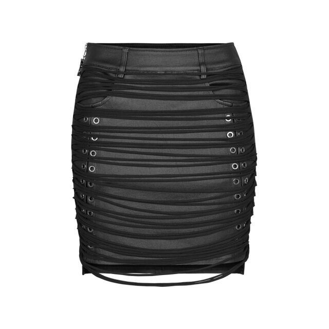 Leather Miniskirt Rotten Soul with Jersey Shreds
