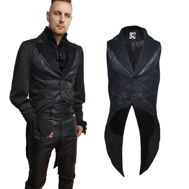 KILLSTAR Bram Waistcoat - Brokatweste mit Frackschößen und Revers aus weichem Feincord
