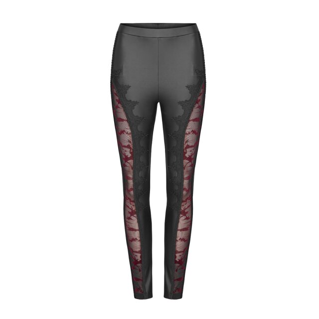 Wetlook Leggings Bloodbath mit rot-/schwarzem Mesh-Einsatz XS