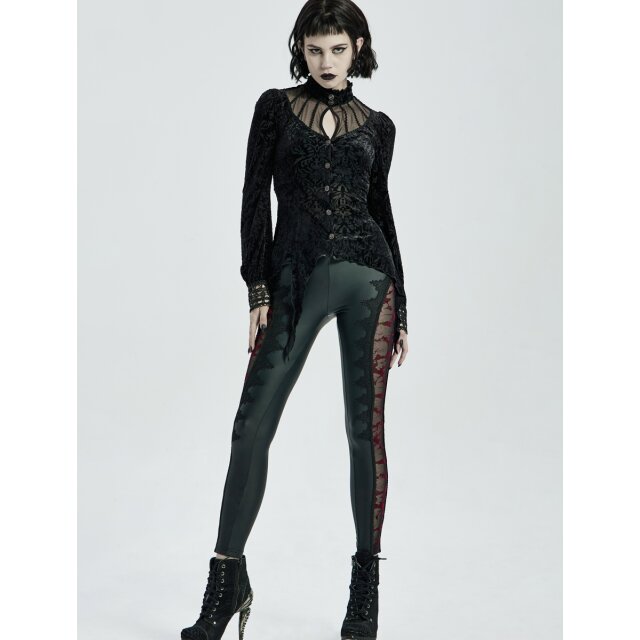 Wetlook Leggings Bloodbath mit rot-/schwarzem Mesh-Einsatz XS