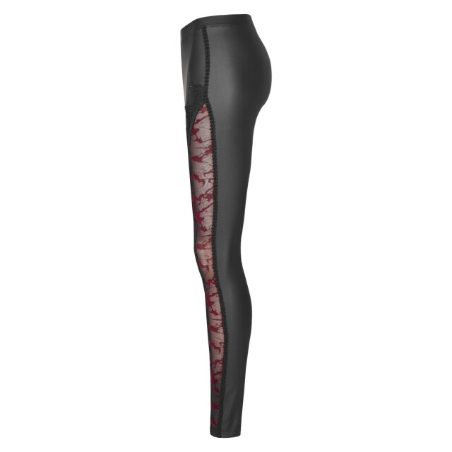 Wetlook Leggings Bloodbath mit rot-/schwarzem Mesh-Einsatz XS