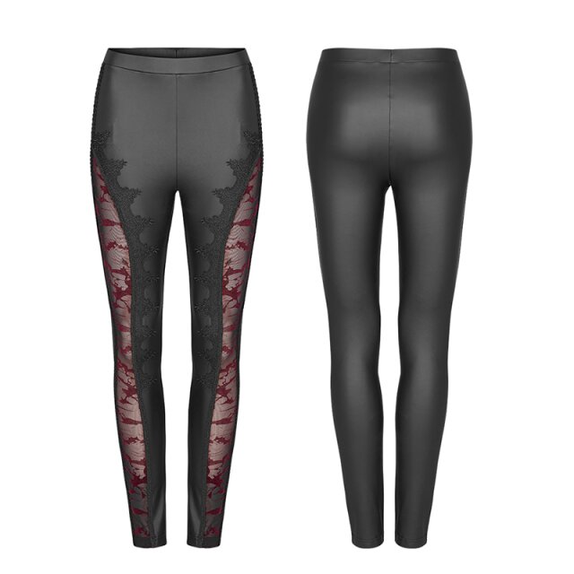Wetlook Leggings Bloodbath mit rot-/schwarzem Mesh-Einsatz XXL