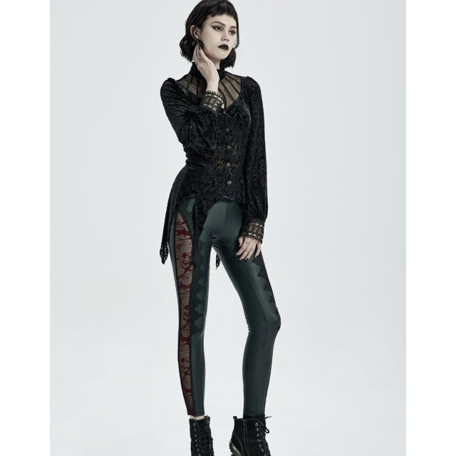 Wetlook Leggings Bloodbath mit rot-/schwarzem Mesh-Einsatz XXL