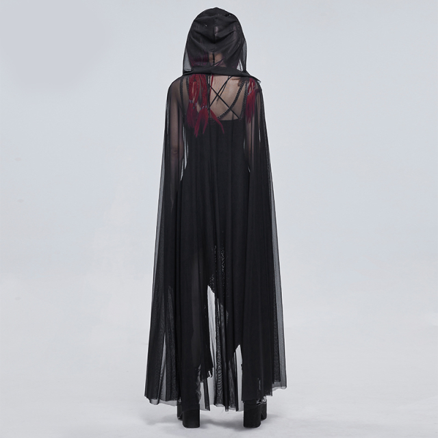 Mesh Cape Maleficium with Hood and Breast Strap Harness