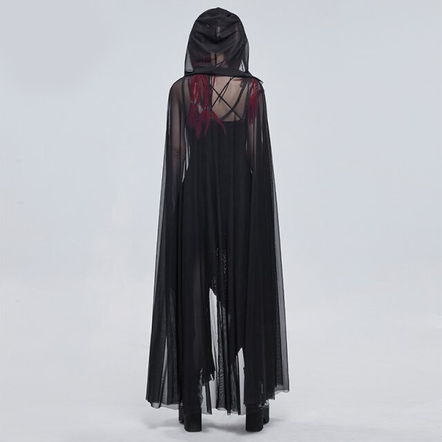 Mesh Umhang Maleficium mit Kapuze und Brustriemen-Harness