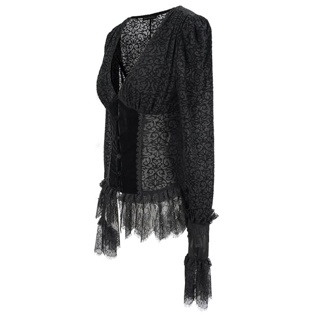 Burn-Out-Samt-Bluse Signora XL-XXL