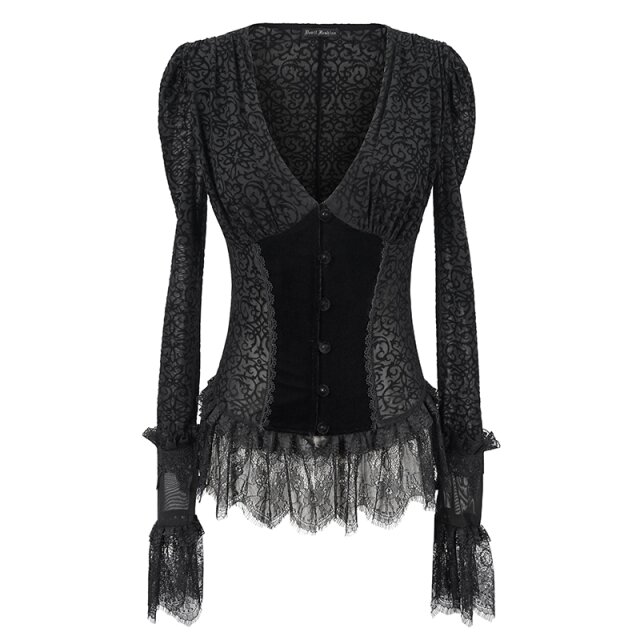 Burn-Out-Samt-Bluse Signora XL-XXL