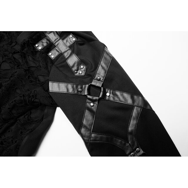 PUNK RAVE Longsleeve Judas mit Bondage-Look-Riemen S