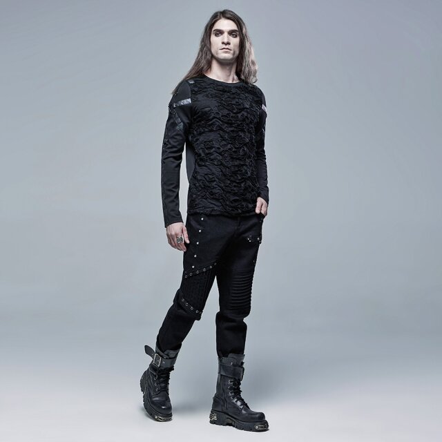PUNK RAVE Longsleeve Judas mit Bondage-Look-Riemen S