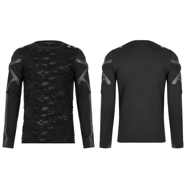PUNK RAVE Longsleeve Judas mit Bondage-Look-Riemen S