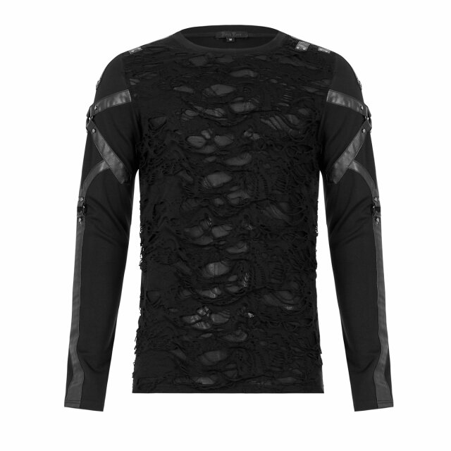 PUNK RAVE Longsleeve Judas mit Bondage-Look-Riemen S