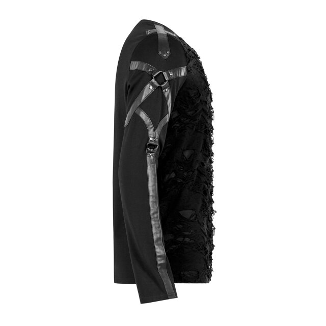 PUNK RAVE Longsleeve Judas mit Bondage-Look-Riemen S