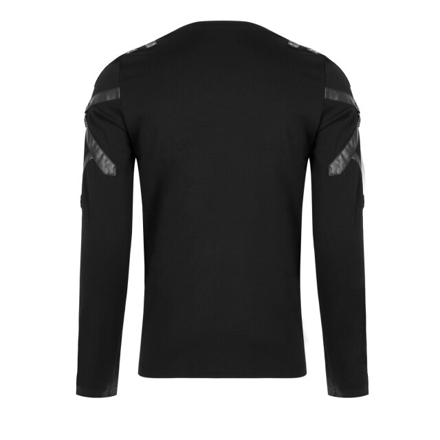 PUNK RAVE Longsleeve Judas mit Bondage-Look-Riemen S