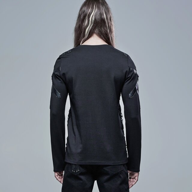 PUNK RAVE Longsleeve Judas mit Bondage-Look-Riemen S