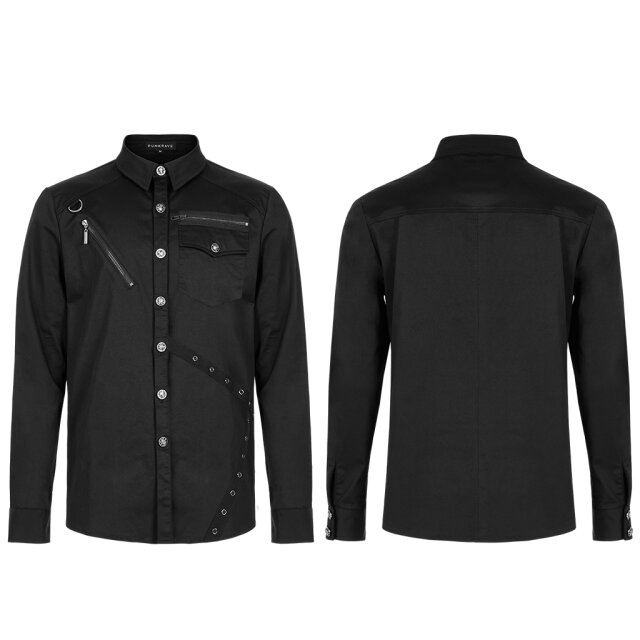 PUNK RAVE Long Sleeve Shirt Glycerin with Zippers