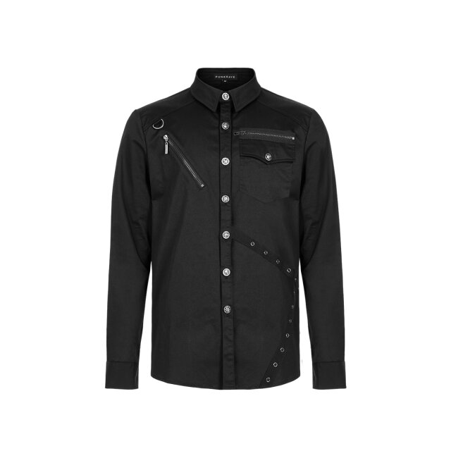 PUNK RAVE Long Sleeve Shirt Glycerin with Zippers