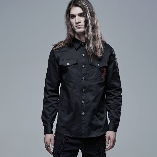 PUNK RAVE Gothic-Uniform Hemd Space Ranger mit Velours-Rücken L