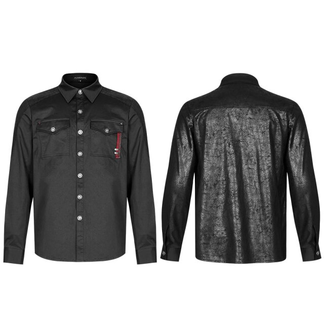 PUNK RAVE Gothic-Uniform Hemd Space Ranger mit Velours-Rücken L