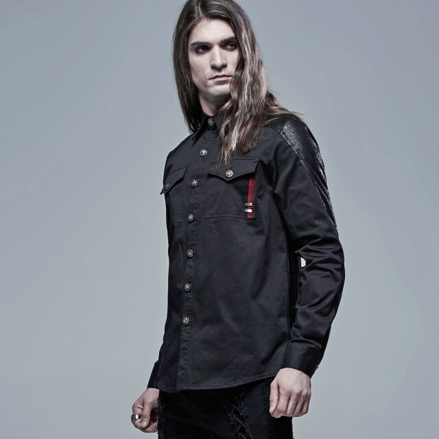 PUNK RAVE Gothic-Uniform Hemd Space Ranger mit Velours-Rücken L