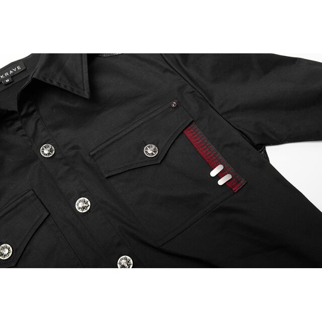 PUNK RAVE Goth-Uniform Shirt Space Ranger with Velour Back