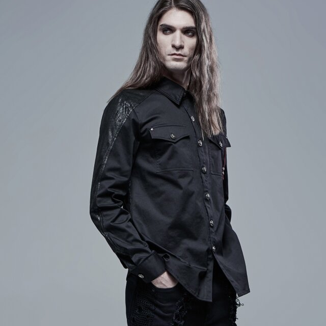 PUNK RAVE Goth-Uniform Shirt Space Ranger with Velour Back
