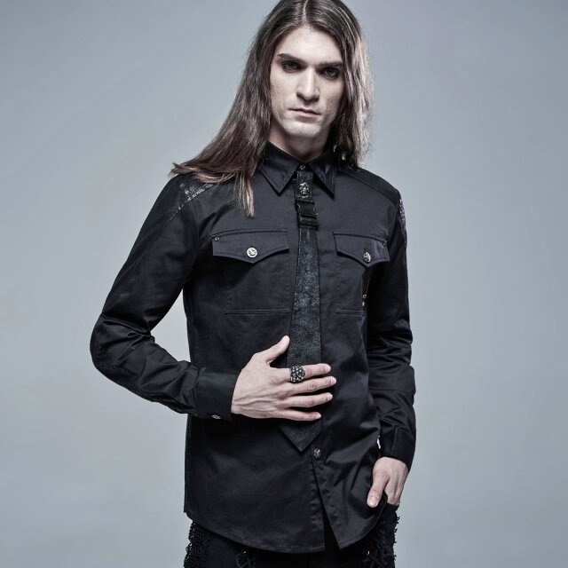 PUNK RAVE Goth-Uniform Shirt Space Ranger with Velour Back