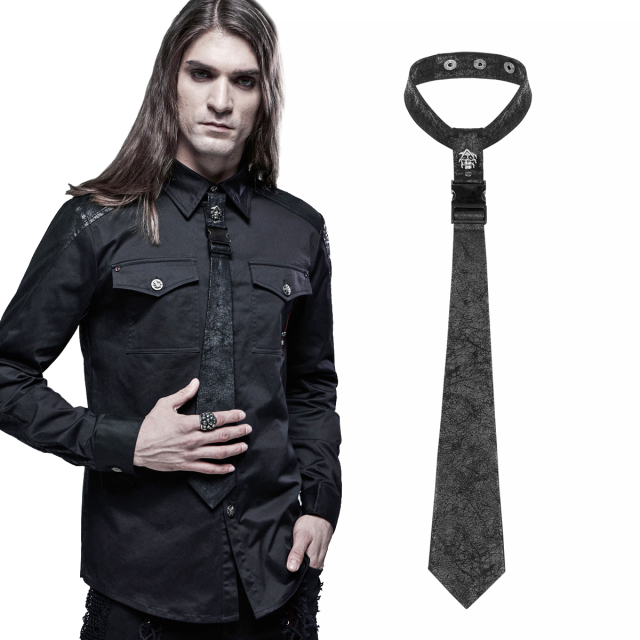 PUNK RAVE gothic tie (WS-475LHM BK) made of worn faux...