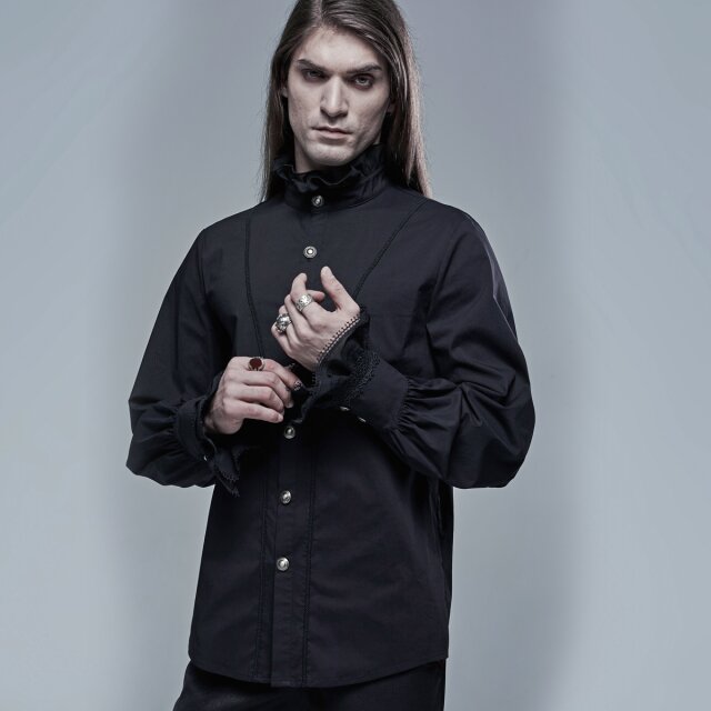 PUNK RAVE Ruffle Shirt Preacher black or white black