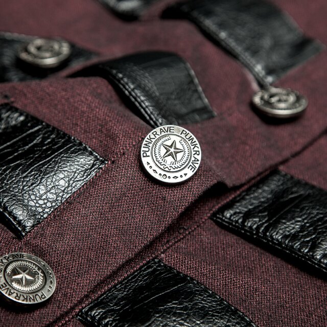 Dunkelrotes Gothic- / Military-Langarm-Hemd Dragonheart