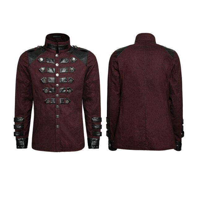Dunkelrotes Gothic- / Military-Langarm-Hemd Dragonheart
