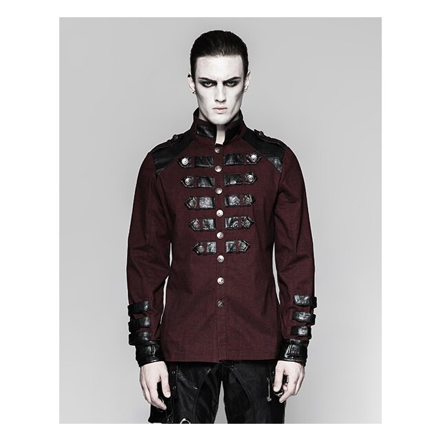 Dunkelrotes Gothic- / Military-Langarm-Hemd Dragonheart