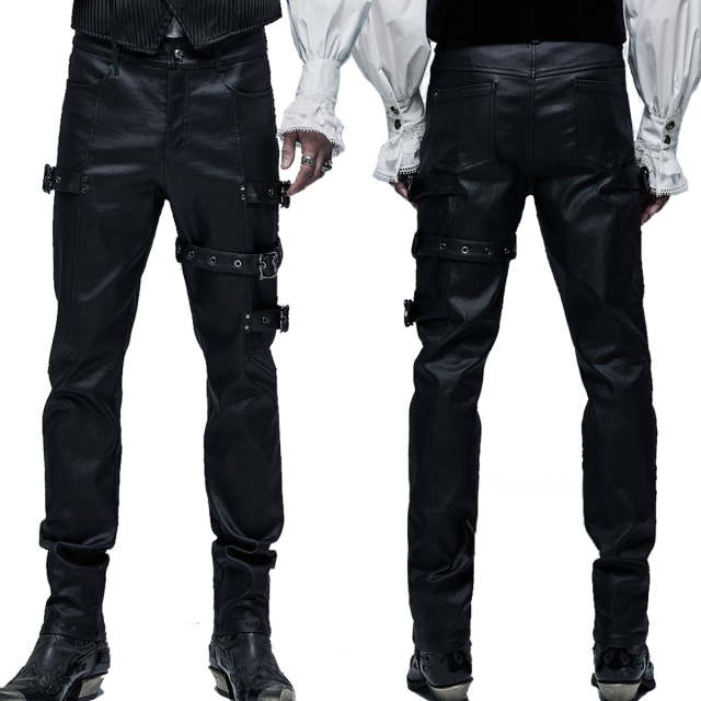 Elastic PUNK RAVE trousers (WK-479BK) in leather optics...