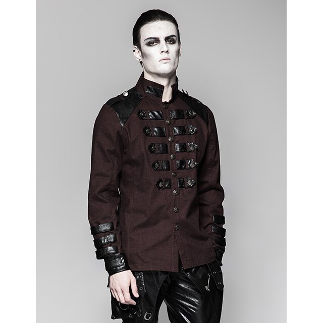 Dunkelrotes Gothic- / Military-Langarm-Hemd Dragonheart - Größe: XXL