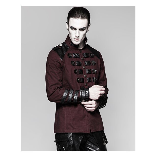 Dunkelrotes Gothic- / Military-Langarm-Hemd Dragonheart - Größe: XXL