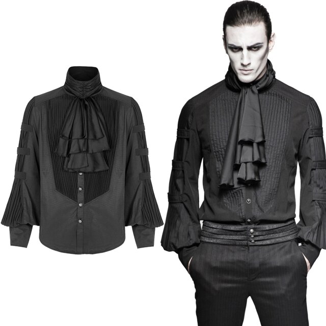 Punk Rave Y-752 schwarzes Edelmann Herrenhemd mit...