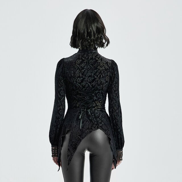 PUNK RAVE Burn-Out Velvet Tip Blouse Grieving Beauty