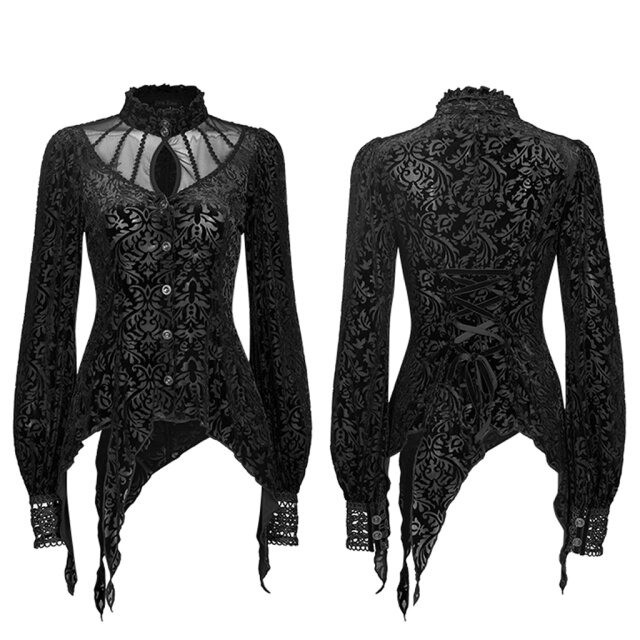 PUNK RAVE Burn-Out Velvet Tip Blouse Grieving Beauty